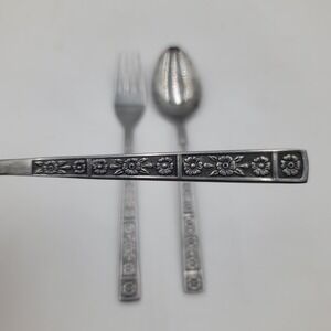 3pc Imperial International Serta Stainless Flatware Floral Tablespoons Fork